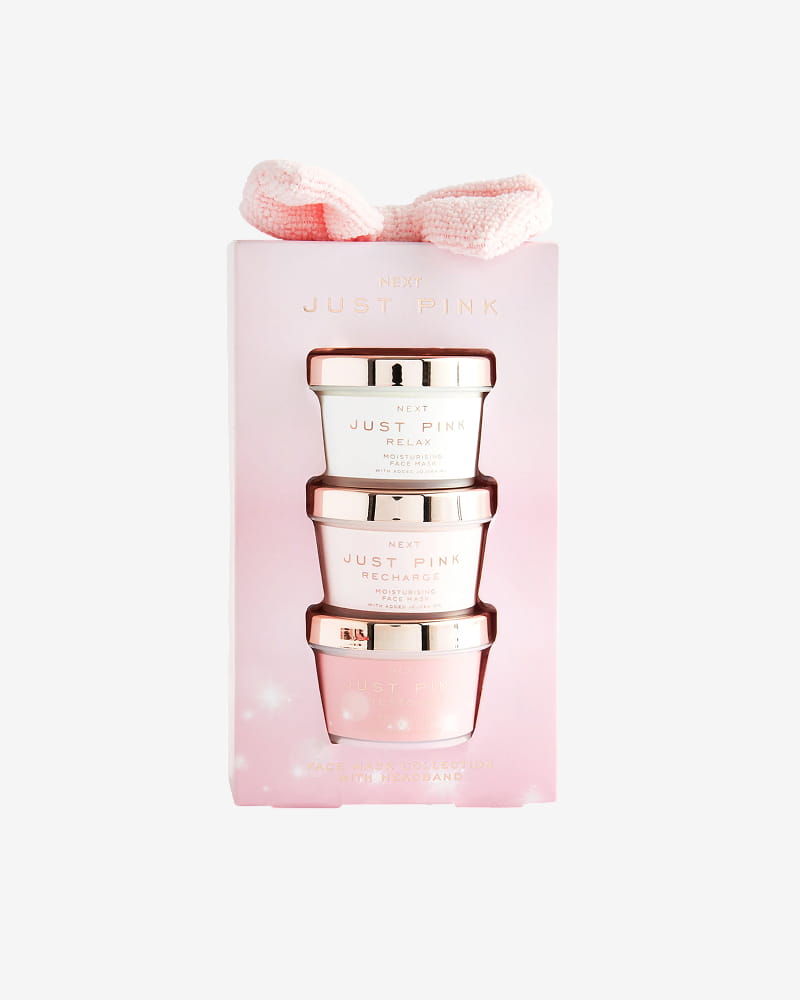 Set of 3 Just Pink Face Masks and Bow Headband Gift Set