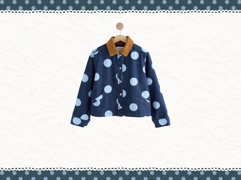Blue Spot Collared Twill Jacket