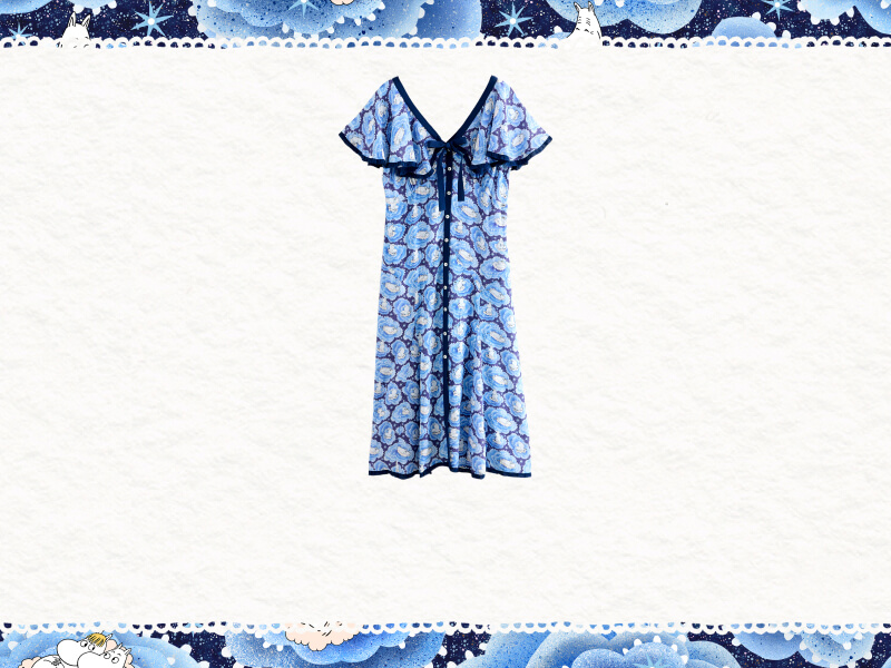 Blue Clouds Moomins Angel Sleeve Maxi Dress