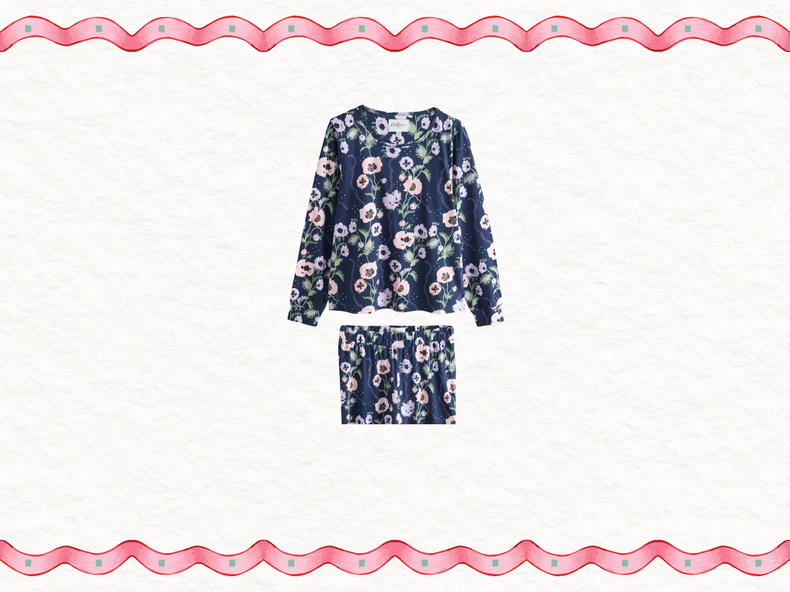 Navy Peony Print Cotton Pyjamas
