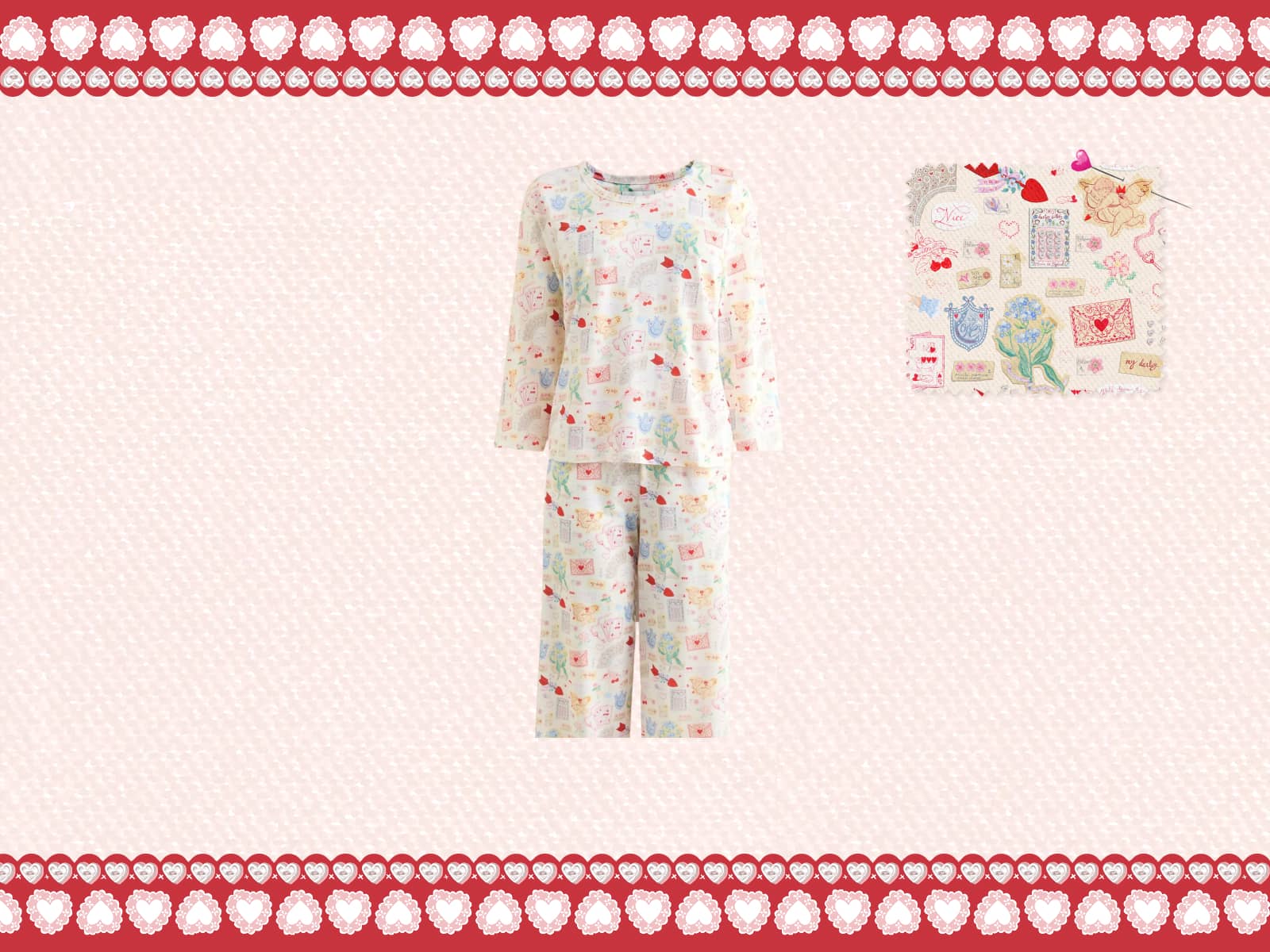 Love Notes heart Print Pyjamas