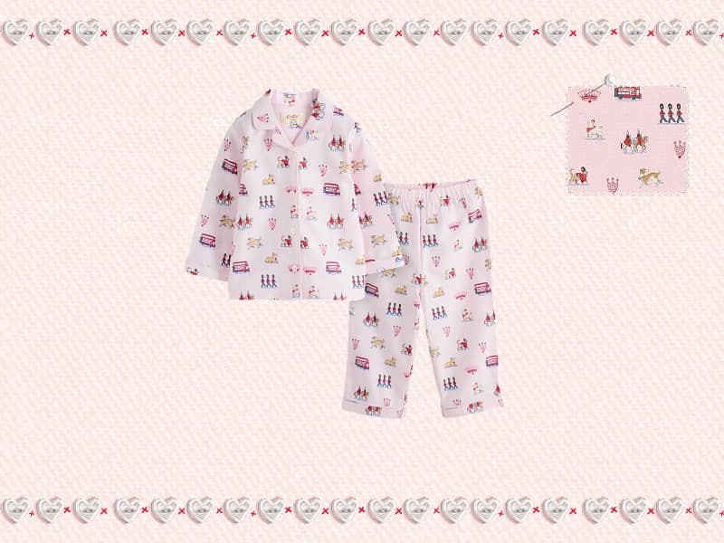 Pink London Print Button Through Pyjamas