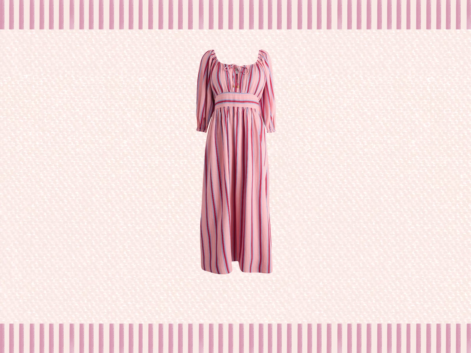 Stripe Tie Waist Midi Dress