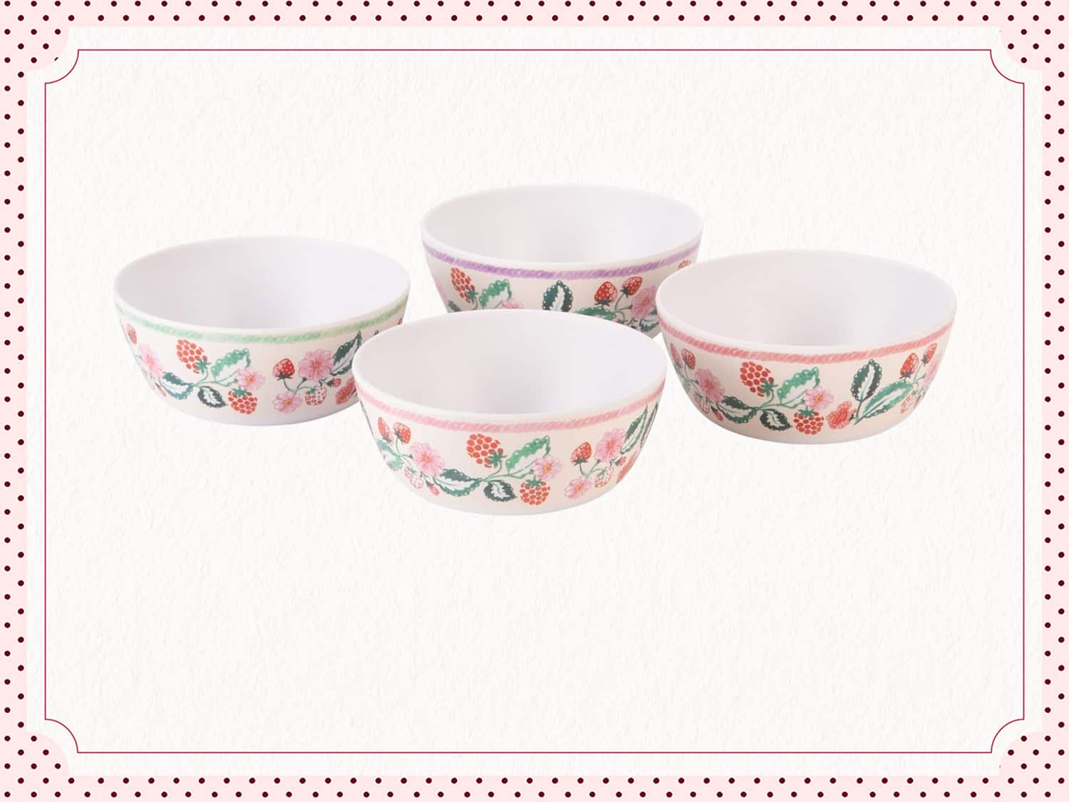 4 Raspberry Cereal Bowls