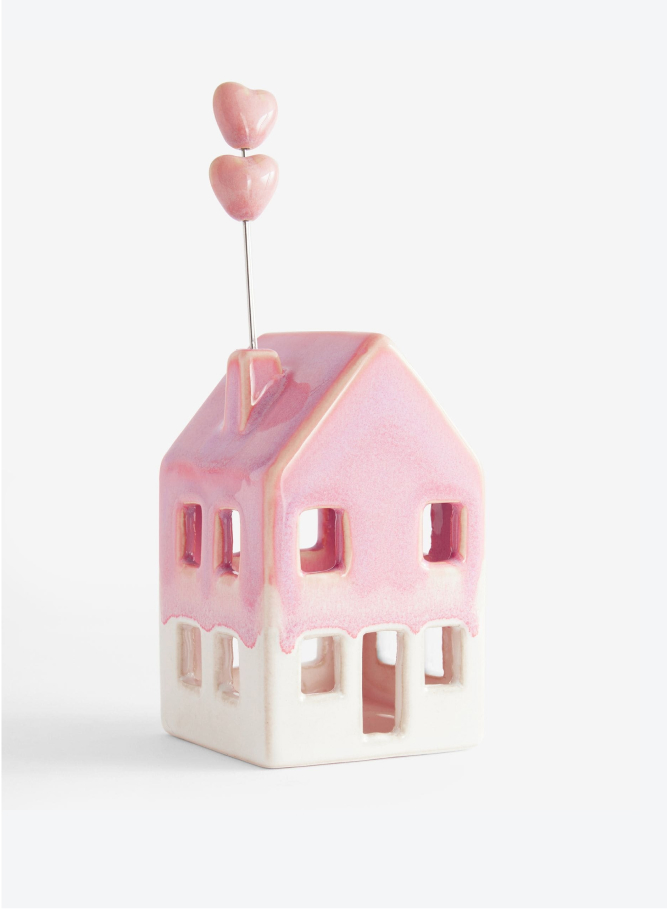 Pink Valentines Hearts House Ornament